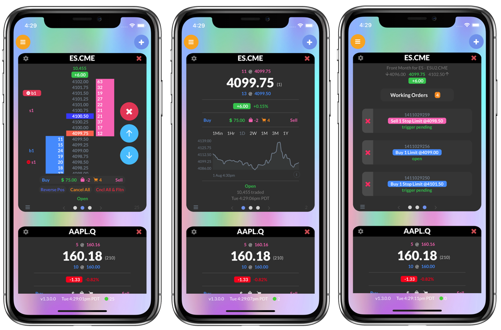 r-trader mobile screens